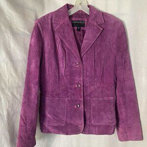 EUC Bernardo Women's Pink Purple Suede Leather Jacket Blazer size Medium